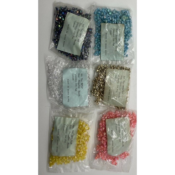 144 Gems 10MM TRI Propeller Beads blk,pink,yell,teal or clear 1 Bag - Picture 5 of 12